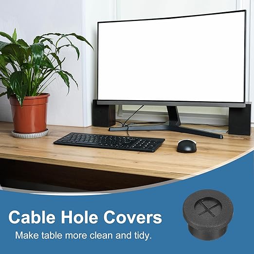 uxcell 6Pcs Cable Cord Grommet, 5/8"(16mm) Rubber Desk Grommets Wire Pass Through Hole Cover with Marked Cable Ties for Home Office Cable Wire Protection, Black