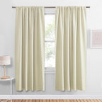 PONY DANCE Beige Curtains for Living Room 72 inch Length, Thermal Insulated Rod Pocket Black Out Window Drapes for Bedroom, Light Beige Room Darkening Privacy Covering, W 42 x L 72 inch, 2 Panels