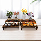 Large Display Riser Wood Risers Cupcake Stand 2 Tier Racks Decorative Rectangular, 2 Set 4 Piece Cologne Perfume Organizer Dessert Stands for Vendors Event