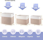 OIAHOMY Storage baskets for Shelf, Large Collapsible Storage Bins, Blanket Basket Living Room, 16.5 x 13 x 15 Inches-Pack of 2-Brown