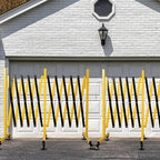 17FT Traffic Barricade with Casters, Metal Expandable Barricade, Folding Security Gate, Retractable Fence Outdoor Barricade Fence for Construction Area, Traffic Control(2pc)