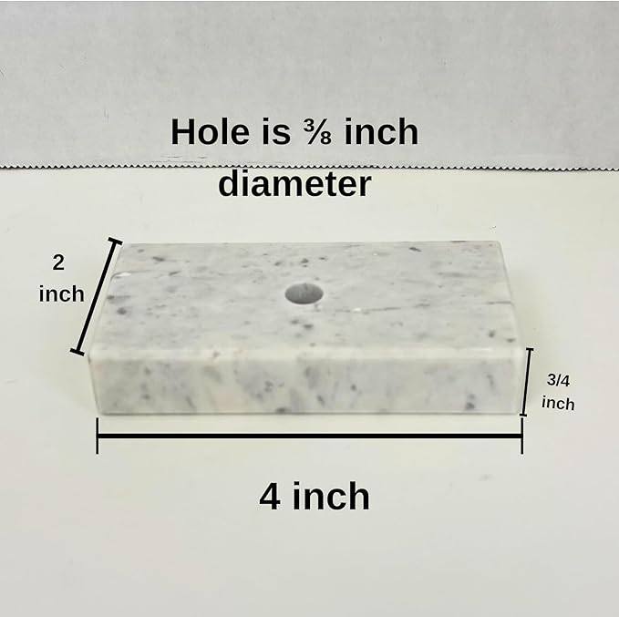 Genuine Marble Trophy Base – Polished Beveled Display Stand with Center Hole, 3/4" Thick, Multiple Sizes for Awards, Crafts & 3D Prints (White Marble, 2x4 inch)