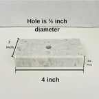 Genuine Marble Trophy Base – Polished Beveled Display Stand with Center Hole, 3/4" Thick, Multiple Sizes for Awards, Crafts & 3D Prints (White Marble, 2x4 inch)