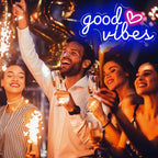 Blue Good Vibes Neon Signs for Wall Decor, Room Decor Aesthetic Good Vibes Neon Light Blue, USB Powered Game LED Sign for Bedroom, Gamer Light up Sign for Christmas Teen Boys Girls Men Cave