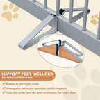 Freestanding Wooden Pet Gate - Foldable Indoor Dog Gate, 80 Inch Wide, 4 Panels, Grey