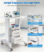 Medical Trolley Cart with Drawers & Wheels - Rolling Hospital Utility Cart for Clinics, Dental Offices, Beauty Salons, 18"x17"x30" Mobile Storage Cart with Locking Casters