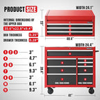 41-Inch Heavy-Duty Rolling Tool Chest Set - GSTANDARD 11-Drawer Steel Storage Cabinet for Garage, Warehouse & Workshop (Black/Red)