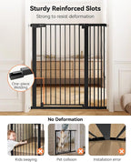 COMOMY 42" Extra Tall Baby Gate for Stairs Doorways, Fits Openings 29.5" to 40.6" Wide, Auto Close Sturdy Safety Dog Gate for House, Pressure Mounted Easy Walk Through Pet Gate with Door, Black