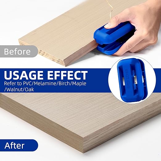 GSCIT Club Edge Banding Trimmer, Tungsten Carbide Blades Hand Planer Edging Bander for Burrs Edge Trim Planer Wood Scraper Edge Banding Tools Cutter PVC ABS Melamine (Blue)
