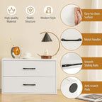 POWERSTONE 2 Drawers Storage Cabinets, Wooden Dresser Organizer, Under Desk Storage for Living Room, Bedroom, Home Office, White