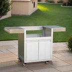 Stainless Steel Grill Cart for Hygrill 3-Burner Built-In Gas Grill, Outdoor Kitchen Island with Foldable Side Shelves and Storage Cabinet