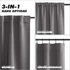 KGORGE Bathroom Curtains 36 inches Long, Back Tab Rod Pocket Privacy Thermal Insulation Gray Short Blackout Half Window Tiers for Basement Cafe Kitchen, W34 x L36 inches, Grey, 2 Panels