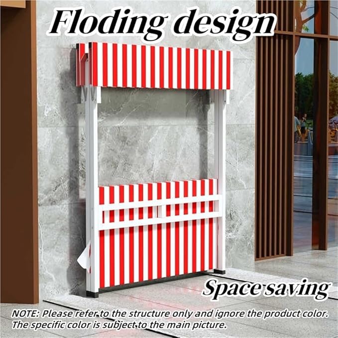 Foldable Food Cart for Business, Lightweight Farmers Market Stalls with Awning, Vendor's Stall Kiosk for Sale Hot Dog, Ice Cream, Food(White,47.2in)