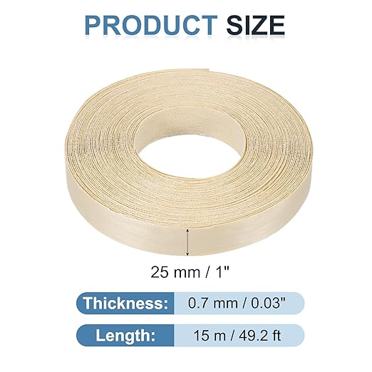 PATIKIL Birch Edge Banding, 1 in x 49.2 ft Wood Veneer Tape, Pre-glued Flexible
