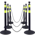 OrangeStar 6 Packs Traffic Delineator Post Cones, 40" Safety Barrier with 6.6 Ft Link Plastic Chains, Crowd Control Stanchion Sets w/Rubber Base for Parking Lot, Road Work, Queue Management, Black