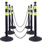 OrangeStar 6 Packs Traffic Delineator Post Cones, 40" Safety Barrier with 6.6 Ft Link Plastic Chains, Crowd Control Stanchion Sets w/Rubber Base for Parking Lot, Road Work, Queue Management, Black
