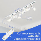 Plug in Track Lighting with Power Cord, 6-Light LED Track Lighting Kit with 6.6FT H Type Track Lighting Rails, Modern Kitchen LED Track Lighting Fixtures Ceiling Spot Light, White
