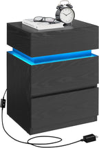 VASAGLE Nightstand with LED Lights, Adjustable Light Colors, Bedside Table, Side Table with 3 Drawers, Modern Style, 13.8 x 15.7 x 21.7 Inches, Ebony Black LET630T58