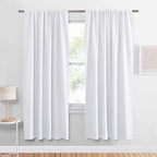 PONY DANCE White Window Curtains - Home Decorative Drapes Light Filter Energy Efficient Low Shading Effect for Bedroom & Kitchen, 52-inch W x 63-inch L, Pure White, 2 Pieces