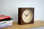 Wooden Desk Clock Japanese Handcrafted Solid Wood Clock Silent Non-Ticking Battery Operated Modern Decorative for Living Room Bedroom Office LINE Desk Clock CH-075 (Dark Brown)