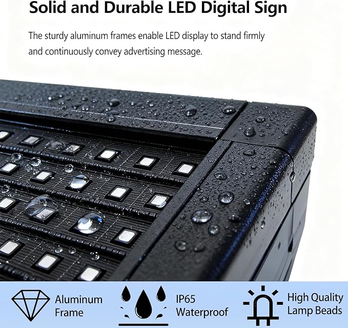 Custom Programmable LED Signs Outdoor for Business Store, WIFI Control Scrolling LED Sign Electronic Message Board Display Screen, Waterproof IP65 RGB Full Color P10 40’’x 14’’