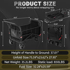 LEVELEVE Heavy Duty Folding Wagon - 2-in-1 Collapsible Cart, 650lb Capacity, All-Terrain Wheels w/Brakes & Side Pockets