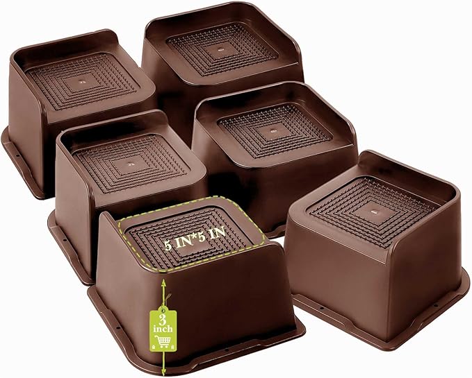 Bed Risers 1 inch, 2 inch, 3 inch, 4 inch, 6 inch, 8 inch Heavy Duty, Oversized Furniture Riser for Couch Sofa Table Chair Leg Frame Dorm, Support up to 6000 Lbs (Chocolat Brown 6 Pack, 3 inch)