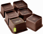Bed Risers 1 inch, 2 inch, 3 inch, 4 inch, 6 inch, 8 inch Heavy Duty, Oversized Furniture Riser for Couch Sofa Table Chair Leg Frame Dorm, Support up to 6000 Lbs (Chocolat Brown 6 Pack, 3 inch)