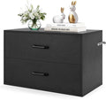 POWERSTONE 2 Drawers Storage Cabinets, Wooden Dresser Organizer, Under Desk Storage for Living Room, Bedroom, Home Office, Black