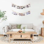Mkono Hanging Photo Display with Clips, Boho Wooden Bead Garland Banner, Collage Card Picture Kids Art Holder String with 10 Clips for Christmas Bedroom Dorm Decor, Teen Girl Gifts, Brown, 2 Pack