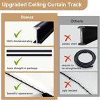 Room Divider Blackout Curtains Flexible Sliding Tracks Sets Ceiling Mounted Rod Window Curtain Privacy Separation for Bedroom Living Rooms,1 Panel Khaki Drape and Black Track Set-W216xH96 in