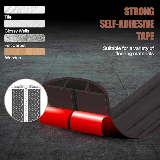 Floor Cord Cover Self Adhesive Cord Hider,3.3FT Cable Management, Extension Strip Protector for Wires, Prevent Cable Trips for Offices, Gyms, Exhibitions Cavity:0.39"(W) x 0.27"(H) Black Wood