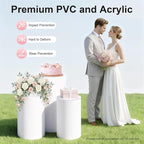 3 Pcs Wedding Cylinder Stands, Party Cylinders Set of 3 Stand, Acrylic Round Pedestal Stand for Wedding Birthday Party 23.6'', 29.5'', 35.4'' H