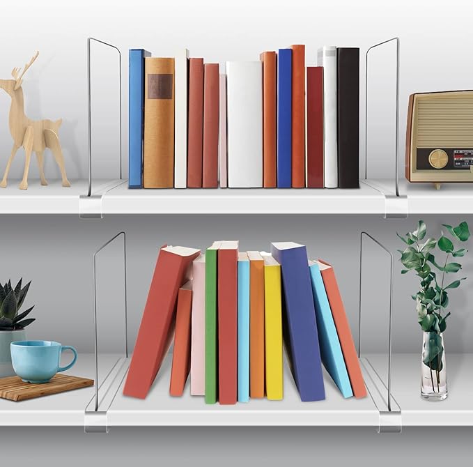 Acrylic Shelf Dividers for Closet Organization 4PCS Closet Shelf Divider Closet Dividers for Shelves Shelf Organizer for Closet Shelf Organizer for Wood Closet Separator Clear