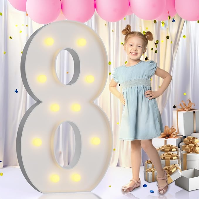 imprsv 4FT Light Up Numbers Letters, Marquee Numbers for 80th Birthday Decorations Anniversary Party Decor Pre-Cut Foam Board Kit