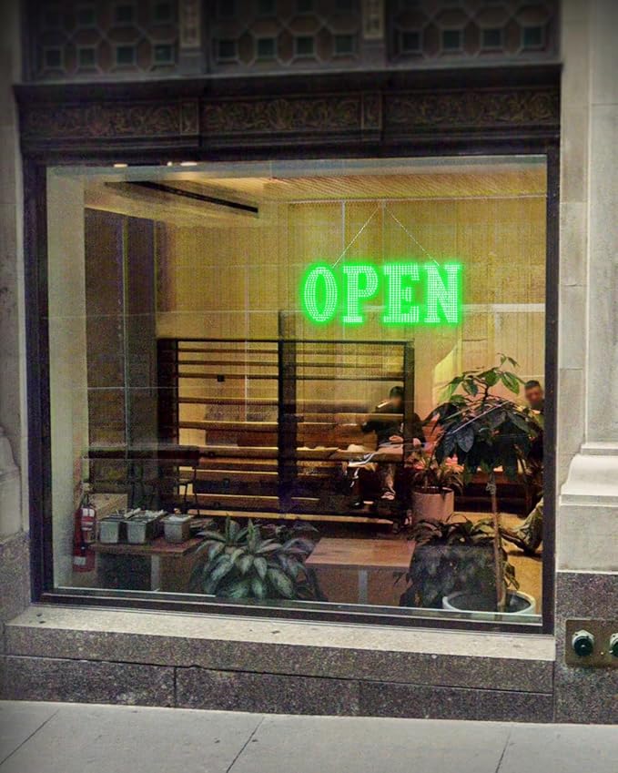 Open Sign for Business, 40"x14" Jumbo Open Sign with Timer and Remote Control, Dynamic Light Modes Led Signs for Storefront Window Bar Salon Cafes Retail Shops Green