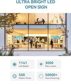 30" X 10" Open Sign, Ultra Bright Large LED Open Signs for Business with APP and Remote Control, Timer, Custom 16 million colors, for Storefronts, Restaurants, Bars, Salons, Cafes