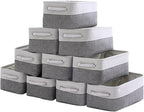 Storage Baskets 12x8x5 inch 10 Pack Fabric Baskets Foldable Storage Bins Decorative Baskets cloth storage baskets Storage Foldable Storage Bin with Rope