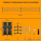 Expandable Barricade Gate,200" Metal Safety Barrier Gate with Casters,Accordion Garden Yard Outdoor Indoor Fence Folding Security Dog Gates Wall Mount,Black
