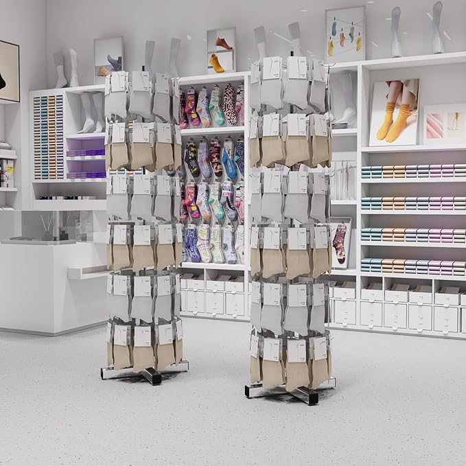 Chrome Rotating Display 6-Tier Retail Rack Heavy-Duty Spinning Retail Display Stand For Malls Showroom Store