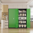Pataku Metal Storage Cabinet, 72" Garage Cabinet with Doors and Shelves Lockable Steel Multifunctional Cabinets, File Cabinets for Home, Office, Warehouse(Black Green)