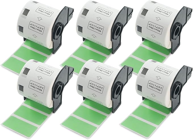 BETCKEY - Small Address/Barcode Labels Replacement for Brother DK-1209 (2.4 in x 1.1 in), Compatible with Brother QL Label Printers [6 Rolls/4800 Labels, Green]