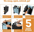 Inspired Living Ultra-Slim Rolling Collapsible Storage Pack-N-Roll Utility-carts, with Telescopic Handle, for Home, Garden, Shopping, Office, School use, Large, Baby Blue & Black