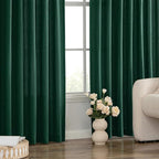 MIULEE Non-See-Through Privacy Linen Curtains 2 Panels, Christmas Emerald Green Light Filtering Window Curtains Textured Back Tab Semi Sheer Drapes for Bedroom Living Room, 52 x 90 Inches Long