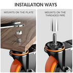 Stem Caster Wheels 3 Inch Heavy Duty Threaded Stem Casters UNC 3/8"-16 x 1 Swivel Casters Set of 4 with Safety Dual Locking Wheel for Furniture and Cart