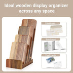 2 Pack Acacia Wood 4 Inch Wide pamphlet holder stand 4-Tier Flyer Display Stand 4×6 Inch Postcard Greeting Card Countertop Trifold Literature Holder Booklet Menu Organizer For Office Home