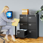 3 Drawer File Cabinet with Lock, Metal Filing Cabinets for Home Office, Vertical Black Locking File Caninet, Steel Narrow Three Drawer File Cabnet for Letter/Legal / A4 / B4- Assembly Required