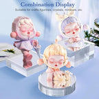 Acrylic Blocks 3 X 3 X 1 Inch 4 Pcs Acrylic Base Stand for Display Clear Block Round Riser Display Stands Pedestal Polished Cube for Jewelry trophy Props Collection Ring