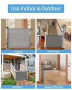 Retractable Baby Gate for Doorways and Stairs, Mesh Safety Gate for Pet, Indoor & Outdoor Use, One-Hand Operation, Easy Installation, 33.6" Tall, Expands to 55" Wide（Grey,33.6"x55"