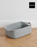 KALLAX Small Woven Basket, 12 x 8 x 4.5 Inches, Small Storage Baskets for Organizing, Gift Baskets Empty, Cute Rope Shelf Closet Storage Bins for Shelves, Dog Toy Basket, 3 Packs, Mixed Grey